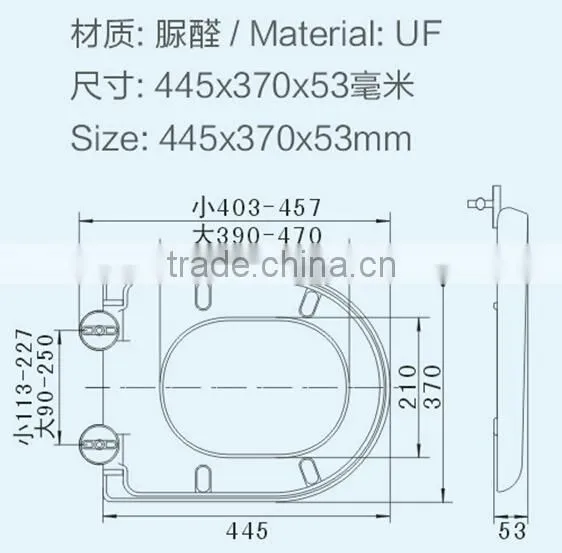 HL-828 MEIYE UF 445*370*53mm Round Soft-closing Toilet Seat Cover Ramp Down Toilet Lid photo-3