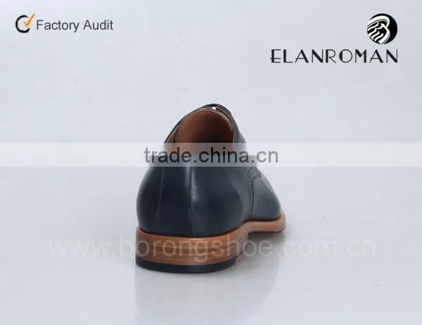 Gentle Fashion Real Calf Leather Derby Dyed Blue Men Business Natural Leather Dress Shoes photo-3