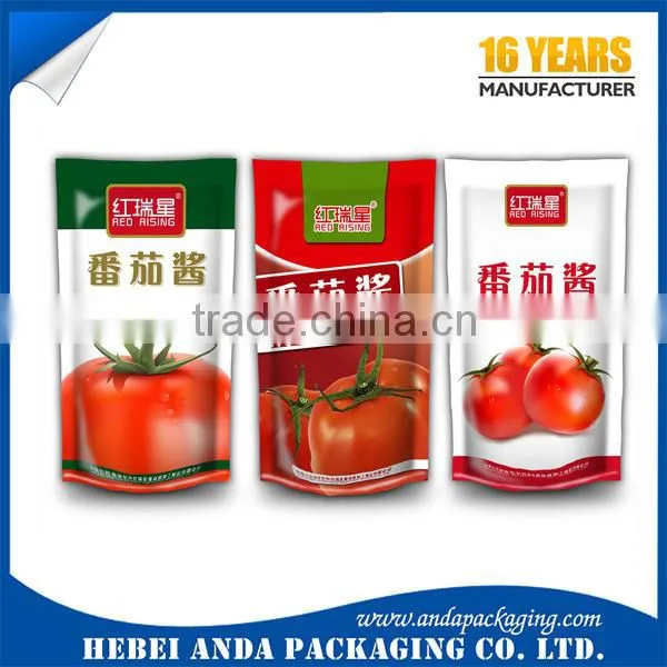 Customized Plastic Strawberry Fruit Sauce Packet /tomato Sauce Ketchup Sachet Film/tomato Pasta Packaging Bag photo-3