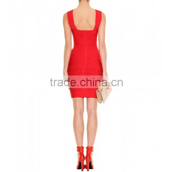 Designer One Piece Dress Latest 2016 Simple Red Dress Shiny Christmas Short Party Dress Patterns Plus Size Cheap Bandage Dresses photo-3
