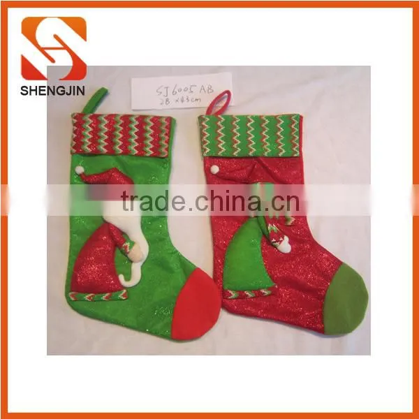 SJ-6720 Promotional Fleece Cute Sant Socks Gift Christmas Stocking photo-6