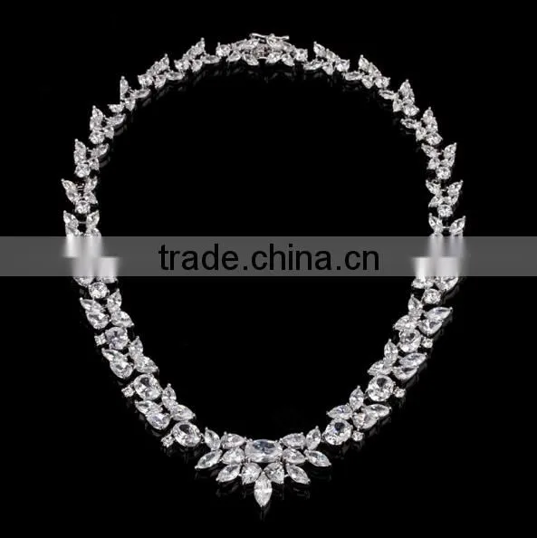 Elegant Clear Waterdrop AAA+ Cubic Zirconia Necklace With Earrings Top Quality for Women photo-2