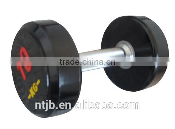 2016 Hot Sale Deluxe Whole Shaping 30kg PU Round Head Dumbbell With Stainless Steel Plating Knurled Handle photo-4