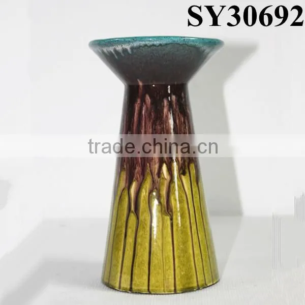 Small Glazed Ceramic Yellow Indoor Vase photo-5