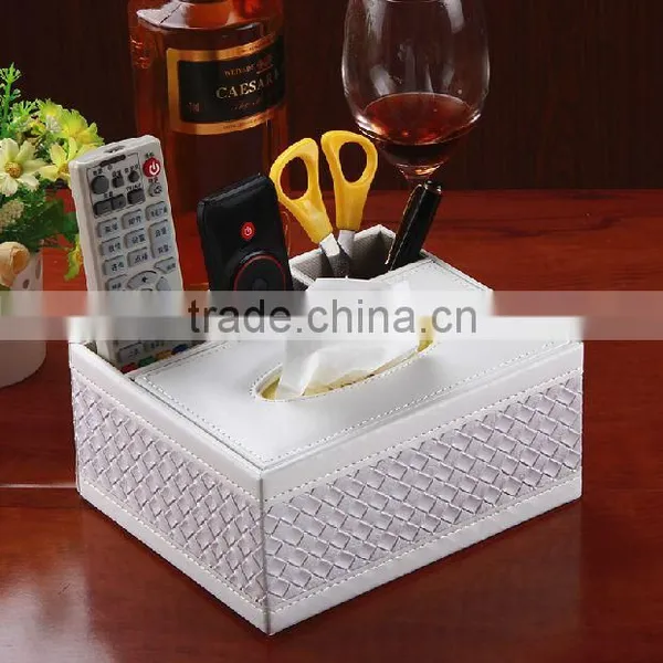 Multi Function Leather Storage bo Creative Desktop Paper Towel Storage bo European Remote Control Storage Seat Dining Room photo-2