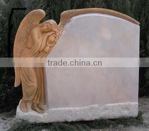 High Quality White Marble Angel Headstones Tombstones Hand Carved Stone Sculpture From Vietnam No 07