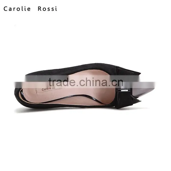 Office Lady Black Fabric Shoes Steel Toe Low Heel Pumps Shoes for 2016 photo-5