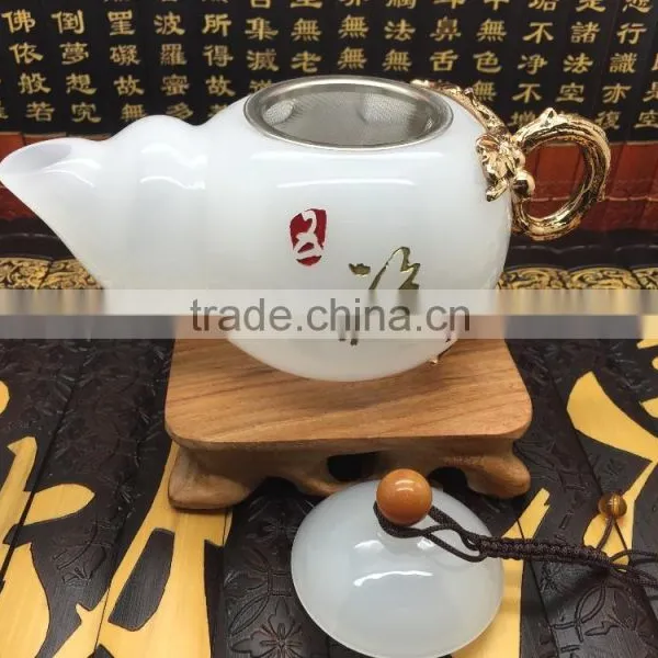 Bottle Gourd Teapot, White Glass Teapot photo-6