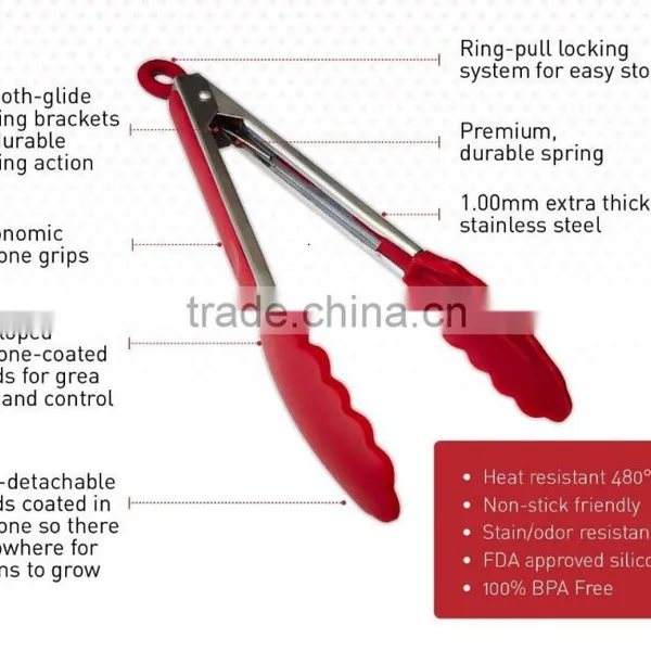 High Quality Bbq Service Silicone Tongs photo-3