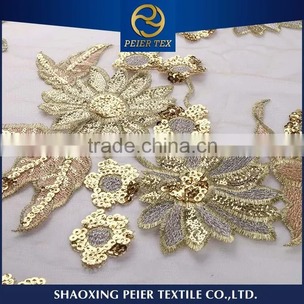 Wholesale Fabric Embroidered Satin Fabric, Stone Embroidery Sequins Fabric, Organza Embroidery Lace Fabric photo-2