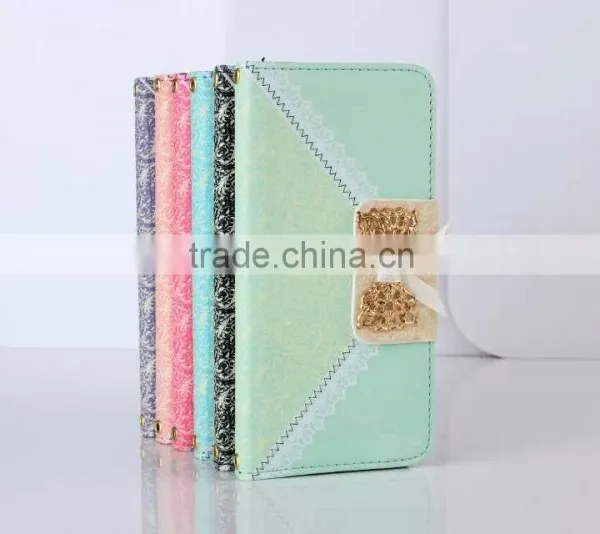 Nice Design Lace Bowknot Wallet Leather Cases For IPhone 5 photo-6
