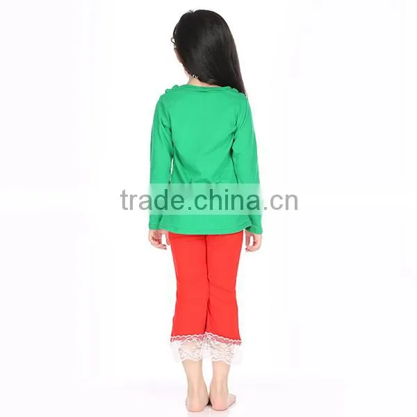 2016 Kaiya Skirt E-commerce Firm Green Shirt and Red Pant Suit for 2-6 Year Old Child photo-3