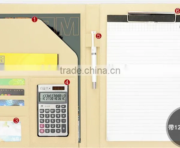 Dongguan Factory Direct Multi-function File Folder With Calculator, Custom pu Leather Portfolio With MEMO Pad photo-6