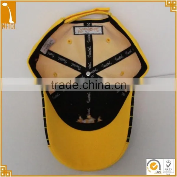 Promotional High Quality Yellow Unisex 6 Panel 100% Polyester Embroidered Baseball Cap photo-5