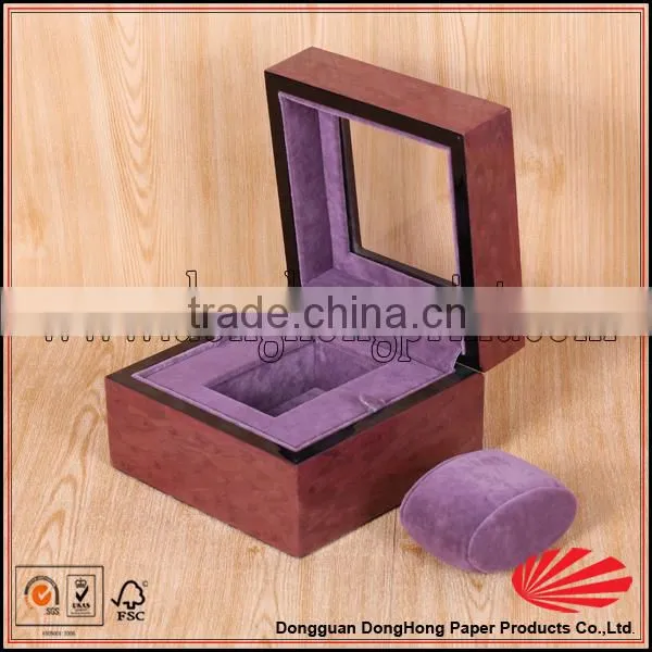 Customized Acrylic Clear Window Velvet Box Packaging for Watch