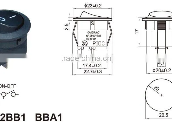 Waterproof Mini Rocker Switch,on-off 6pins Nylon Pa66 Material Rocker Switch photo-5