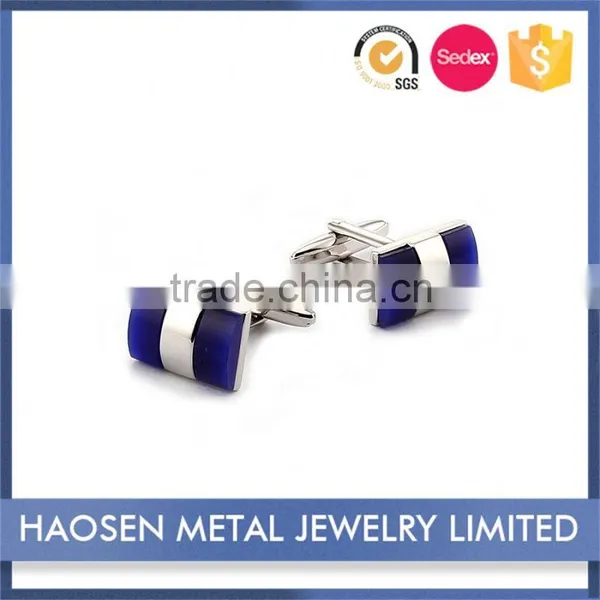 New Style Blue Gold Sand Or Blue Cat Eye Stone With Onyx Rhodium Stone Cufflinks For Men photo-3