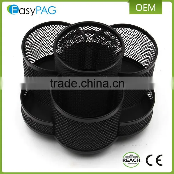 China Factory Made Desktop Fancy Custom Rotating Metal Mesh Pen Holder photo-5