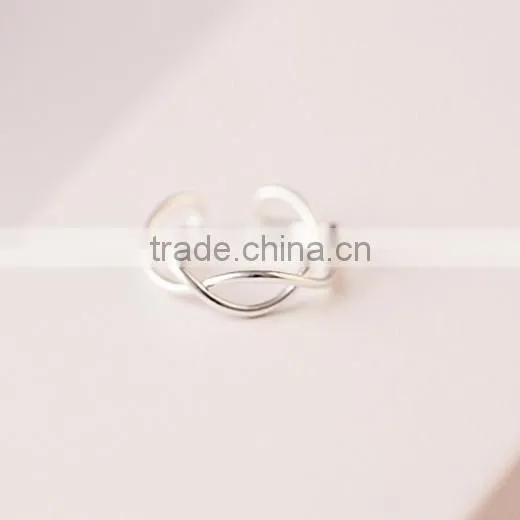 925 Sterling Silver Wave Fashion Design Ring Adjustable Ring Fashion Women Ring Jewelry Supplies 6260554 photo-2