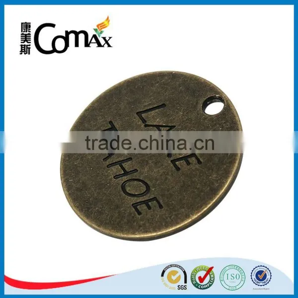 Anti Brass Round Engraved Small Custom Metal Jewelry Tags photo-3