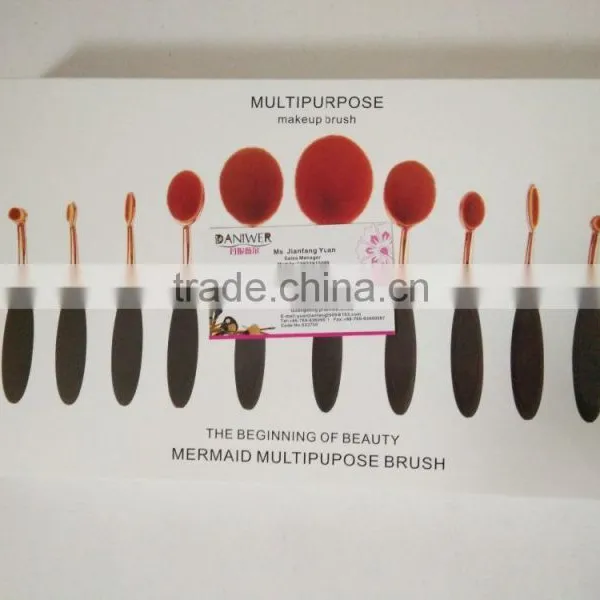 2016 Hot Sale Makeup Brushes 10 Pcs Toothbrush Style Makeup Brush Set Rose Gold Oval Cosmetic Makeup Set photo-3