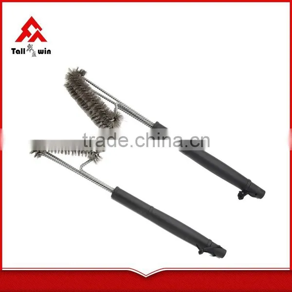 Plastic Handle BBQ Double-side Grill Cleaning Brush With Scraper photo-3