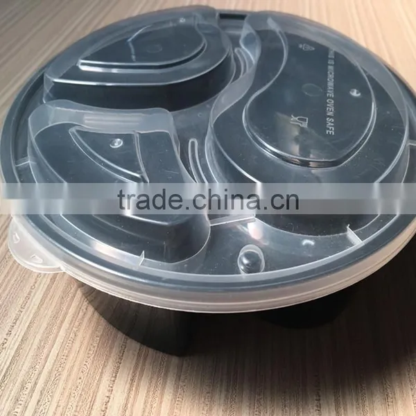 1000ml Round 3 Divided Disposable Plastic Food Container Microwave Safe photo-5