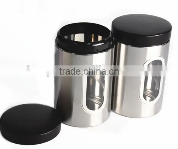 Kitchen Stainless Steel Coffee Jar With Window Show photo-5