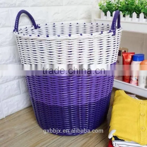 Set of Three Handmade Plastic Woven Laundry Basket With Handles photo-2
