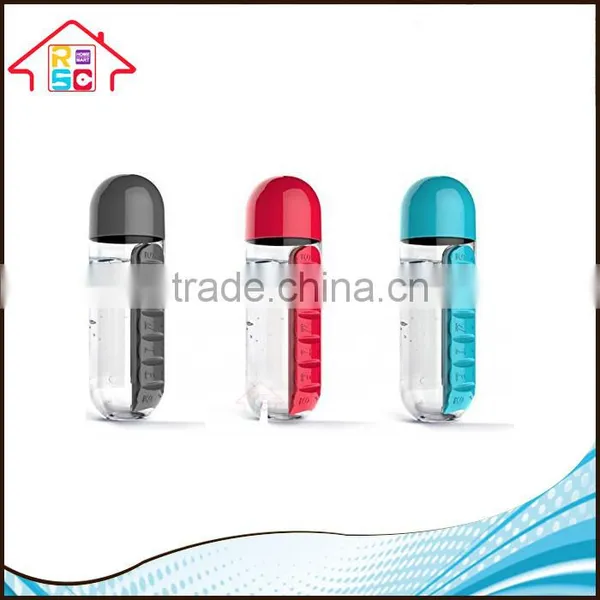NBRSC Hot Selling 2 in 1 Weekly Medicine/Vitamins Box Organizer Plastic Portable Water Bottle Seven Daily Pill Box Organizer photo-3