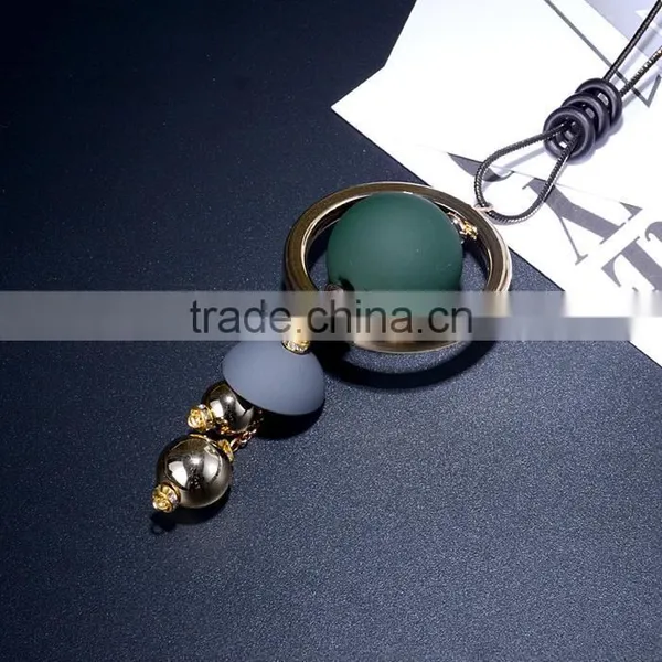 Large Ball Hoop Pendant Necklace Geometric Pendant Long Necklace Korea New Design Sweater Necklace photo-2