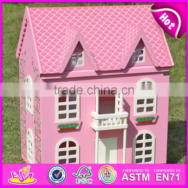 Best Design Pink House Toys Wooden Dollhouse for Girls W06A020 photo-5