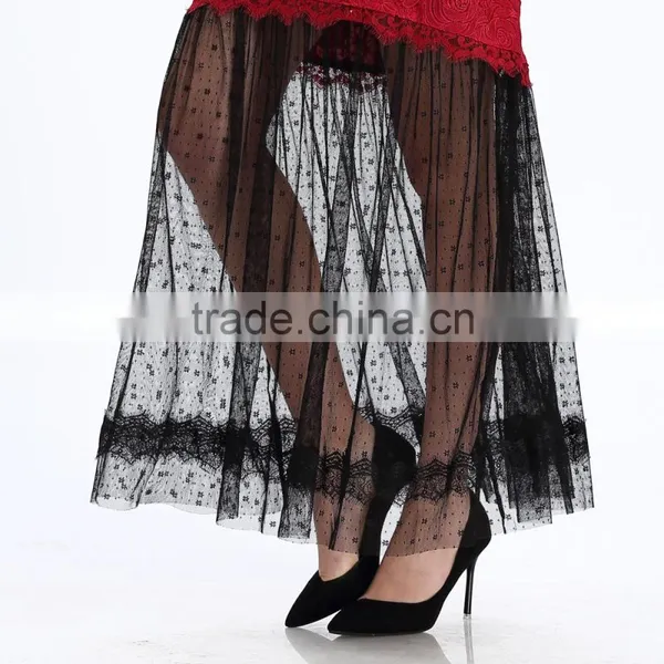 New 2017 Design Long Red Stitching Fashion Lady Dress photo-3