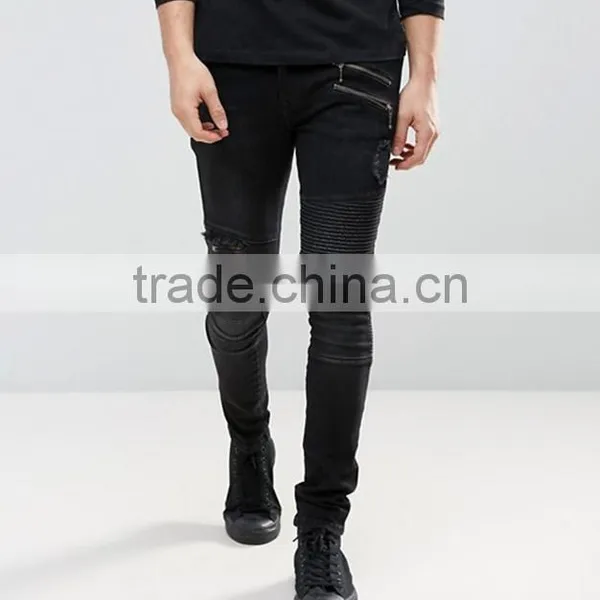 2017 New Style Fashion Black Biker Scratch Jeans Pent Men Skinny Ripped Bulk Wholesale Men's Jeans Pants photo-2