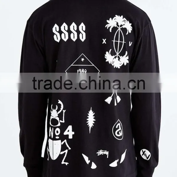 Black Long Sleeve Roach Plain T-shirts for Men photo-3