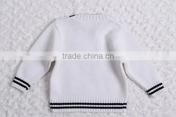 Words Embroidery Jersey Knitted Kids Pullover Sweater Crew Neck photo-4