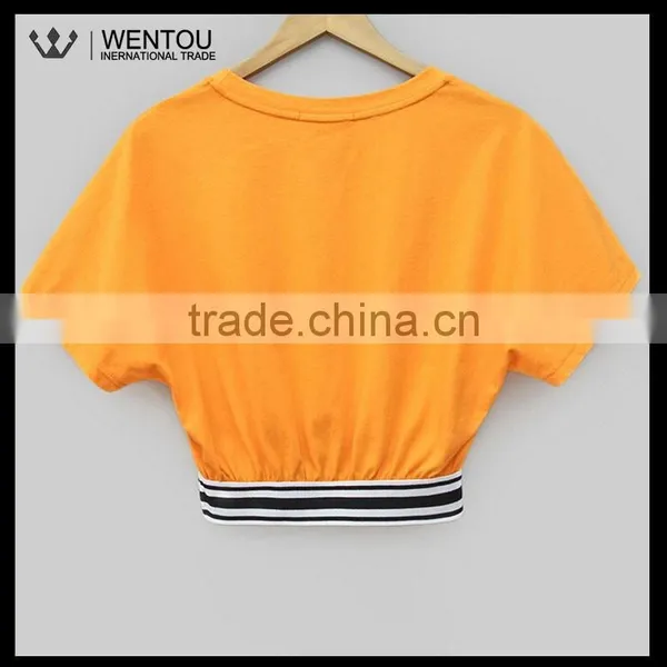 New Arrival Orange Round Collar Girls Sport T Shirt photo-4