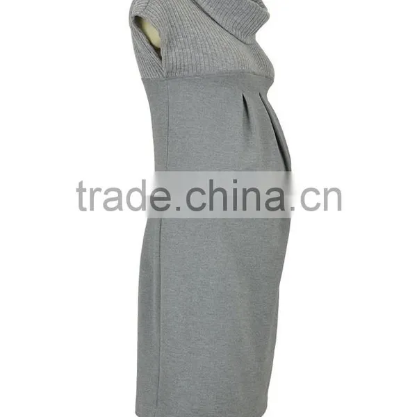 Cozy Dark Grey Turtleneck Maternity Dress 2015 photo-2