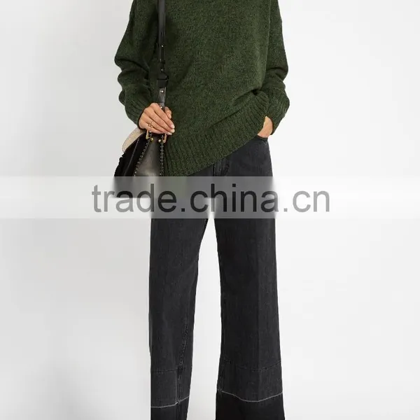 High Quality Custom High Neck Green Sweater Women 2017 photo-5