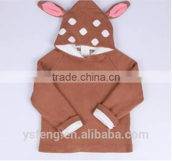 Deer Ear Baby Sweater Zipper Cardigan With A Hood Children Sweater photo-5