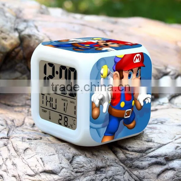 2015 Hot GAME Super Mario LED Alarm Clock, Super Mario Digital Alarm Clock, Super Mario Cartoon Clock for Kids photo-2