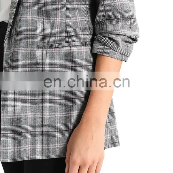 Factory OEM Casual T/R Check Women Blazer photo-4