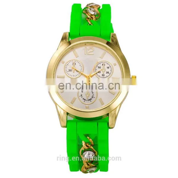 Best Sell Geneva Silicone Rubber Jelly Gel Quartz Sports Wrist Watch photo-2