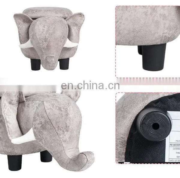 Animal Elephant Shaped Kids Storage Stool for Living Room Furniture photo-5