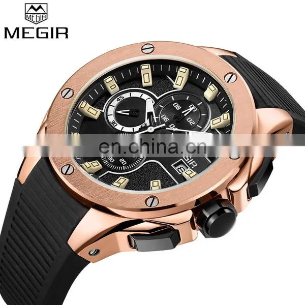 MEGIR 2053G Boy's Fashion Quartz Hand Watch Rubber Strap Watch Sport Men photo-3