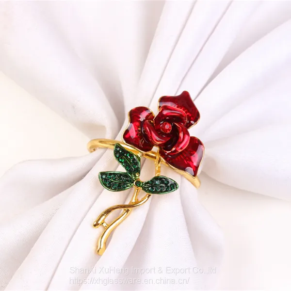 Rose Flower Serving Napkin Rings Valentine's Day Napkin Rings Wedding Party Ornaments For Napkins Table Decor photo-2
