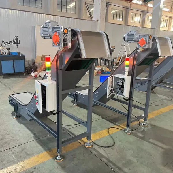 Magnetic Inclined Belt Conveyor, Magnetic Lifting Conveyor for Stamping Iron Parts & Metal Scraps, Anti-fall Magnetic Conveying Machine