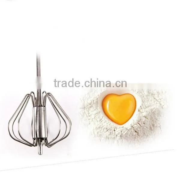14'' Red Silicone + Stainless Steel Egg Hand Whisk Semi-auto Rotating Whisk Novelty Silicone Coated Egg Whisk photo-5