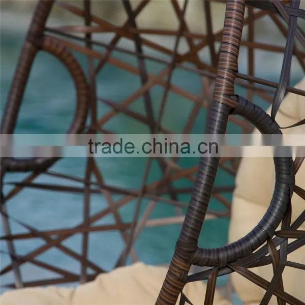 Curved Design Single Cane Patio Outdoor Balcony Wicker Bedroom Rattan Hanging Adult Egg Swing Chair photo-4