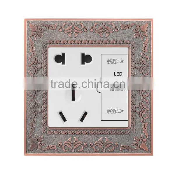Hot Air Condition 5 Hole Socket, 2 Pin & 3 Pin Socket With Double USB
